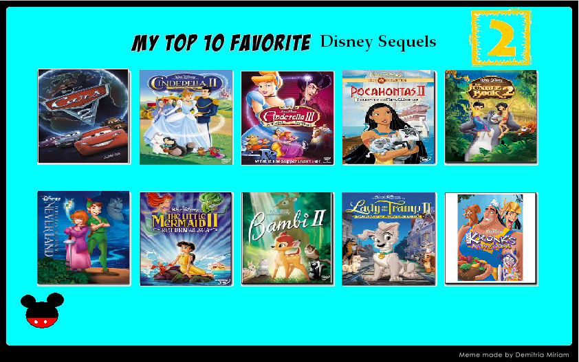 Disney Sequels Ranking my top 10 favorite disney sequels by cartoonstarreviews on DeviantArt