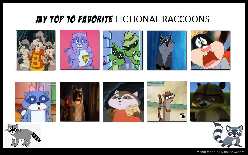 my top 10 favorite fictional raccoons by cartoonstarreviews on DeviantArt