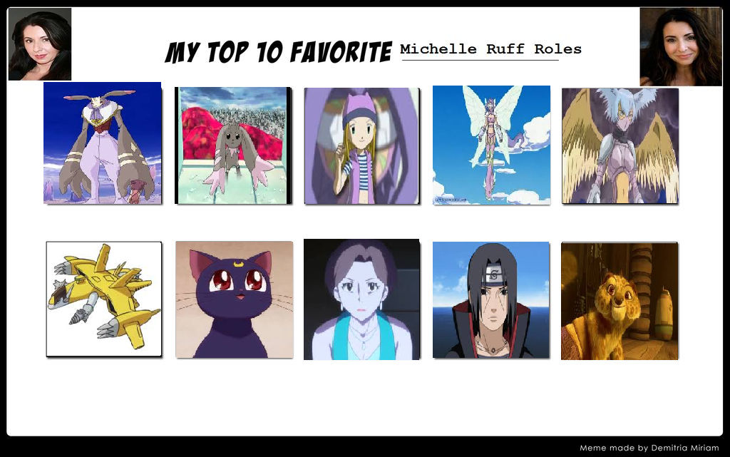 my top 10 favorite michelle ruff roles by cartoonstarreviews on DeviantArt