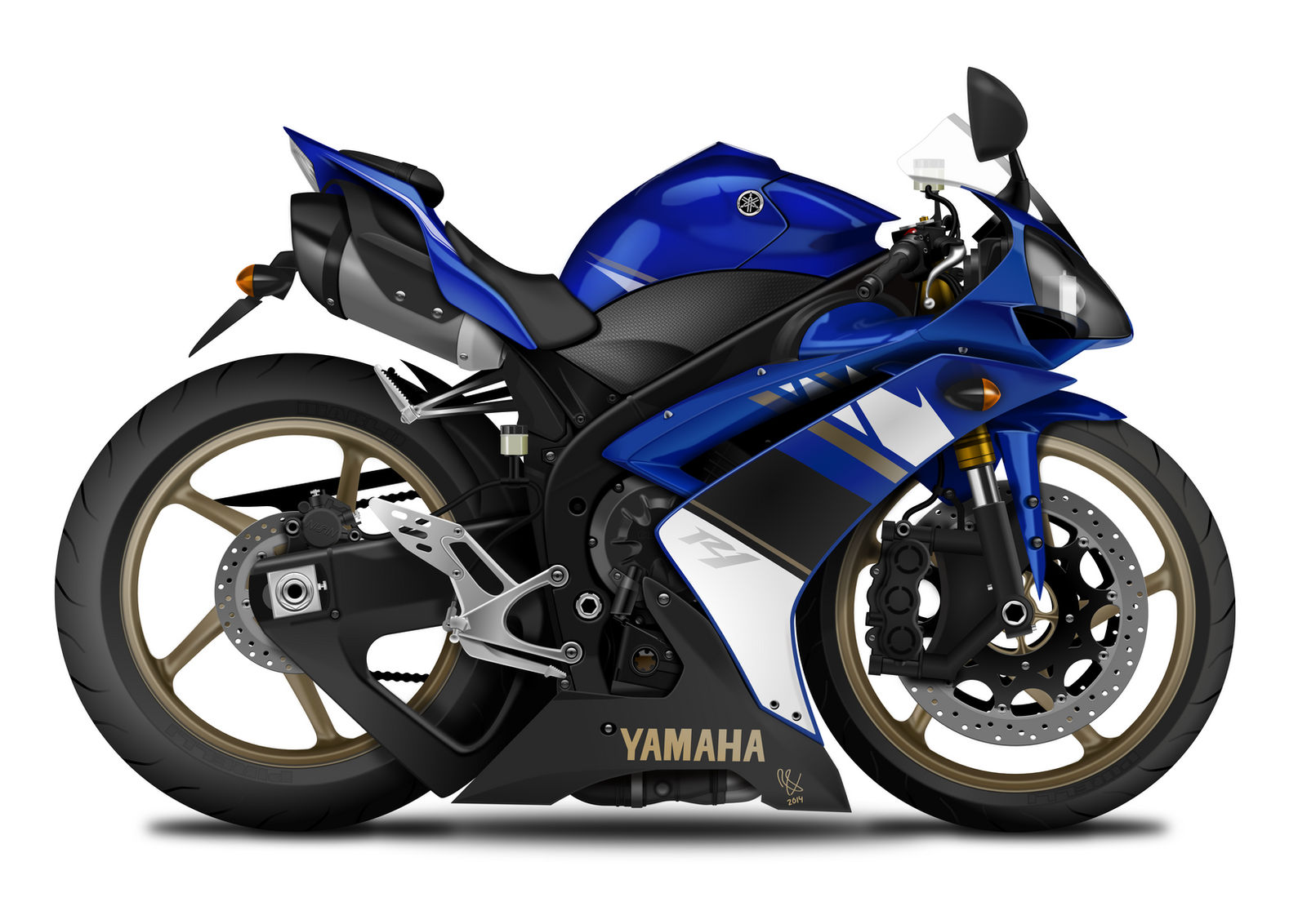 Yamaha YZF-R1 blue (2008) caricature by RonvdS on DeviantArt