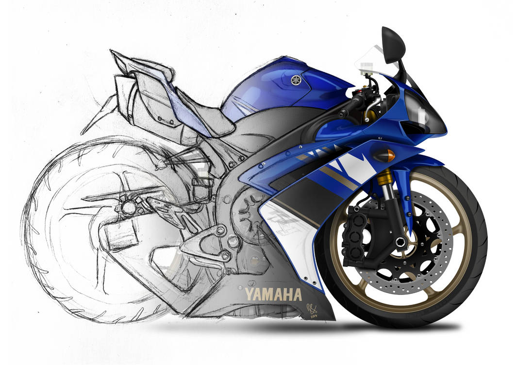 Yamaha R1 Drawing Tutorial Simple YamahaR1 Sketch To Design by RonvdS on DeviantArt