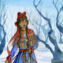 Sami woman in the snow