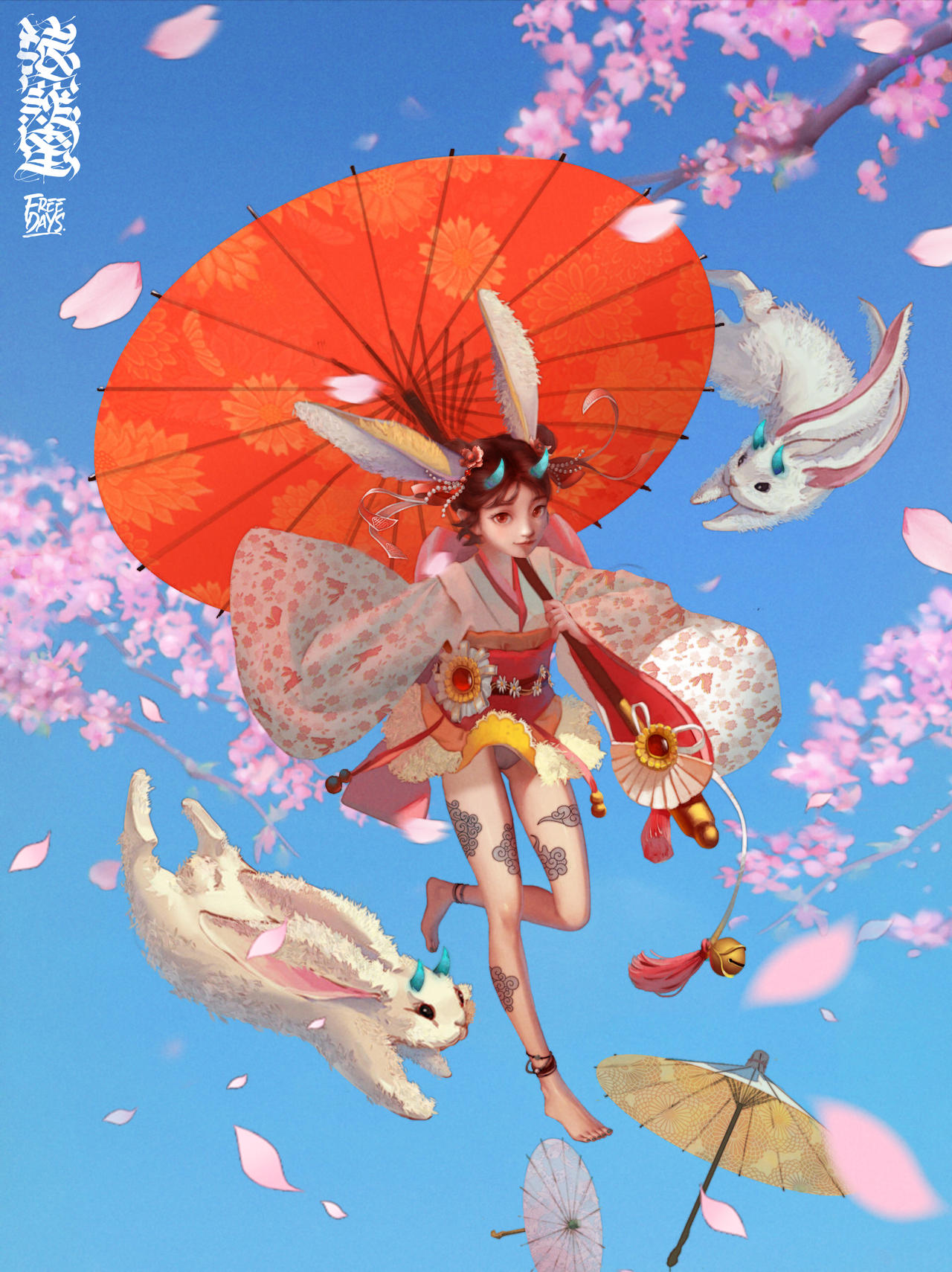 Sukuna and Her Twin Snow Bunnies by free-days on DeviantArt