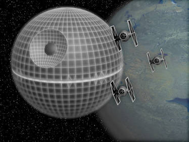 SW - Death Star + TIE Fighters