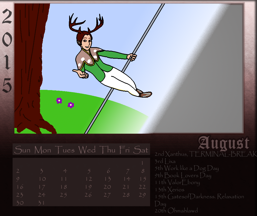 OrgDestruction Calendar 2015 - August - Dasher