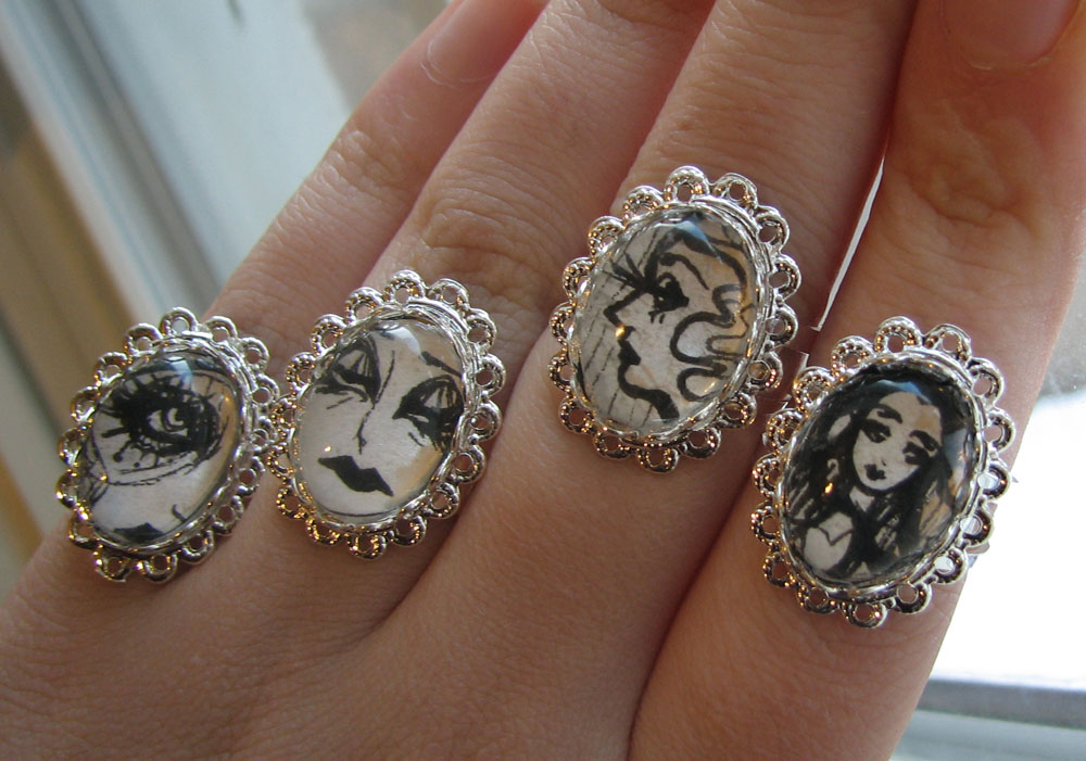 Original Art Drawing Rings