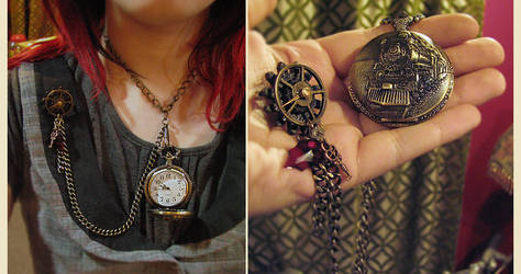 Pocketwatch Necklace + Brooch