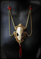 Mink Skull Frame and Glass Prism Necklace