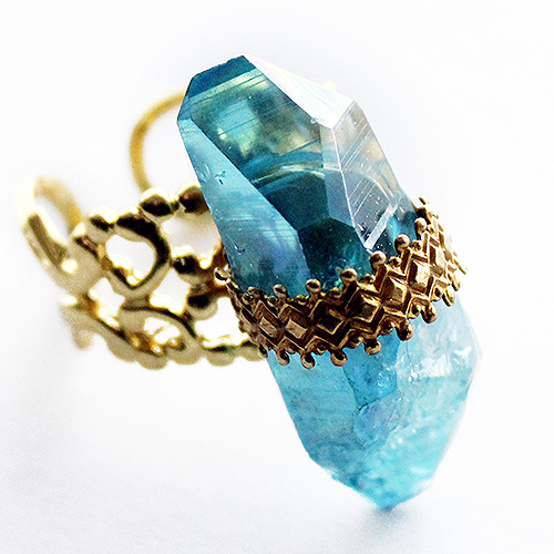 Aqua Aura Quartz Ring