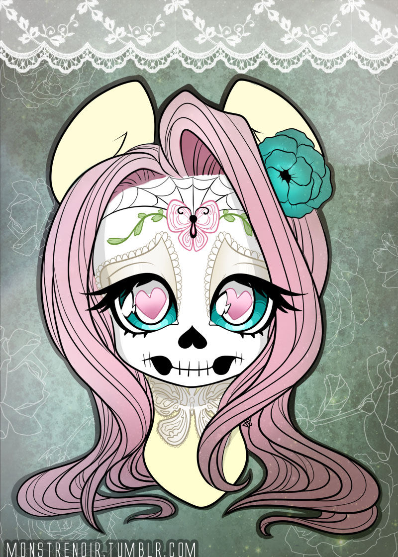 Fluttershy Sugar Skull Mini Print