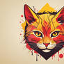 Red Cat Head Art