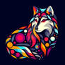 Abstract Colorful Wolf