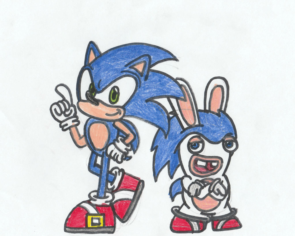 Sonic and Rabbid Sonic by CaptainQuack64 on DeviantArt