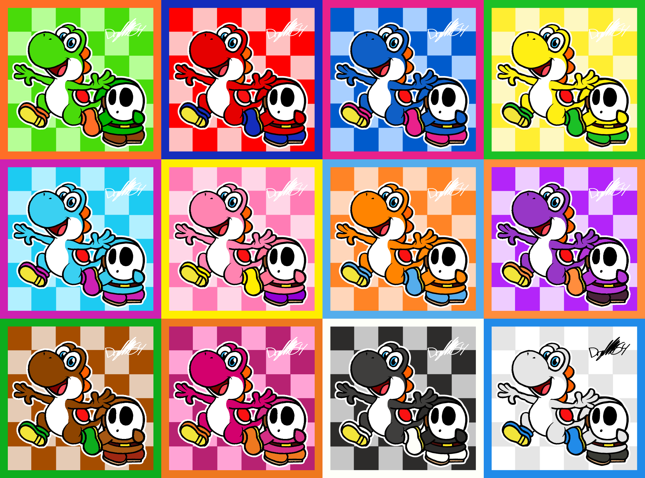.:Colors of the Yoshi Rainbow:. by CaptainQuack64 on DeviantArt