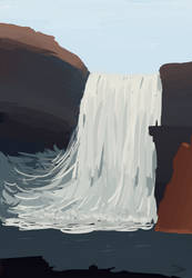 Cliffs and a waterfall (but less cliffs)