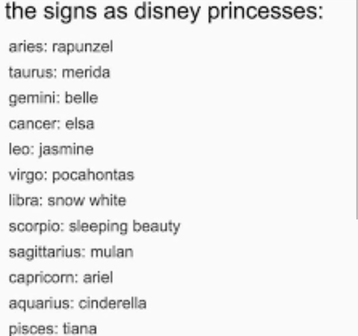 Disney princess signs by clintandsabretooth on DeviantArt