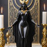 Dark goddess altar in lavish appartment