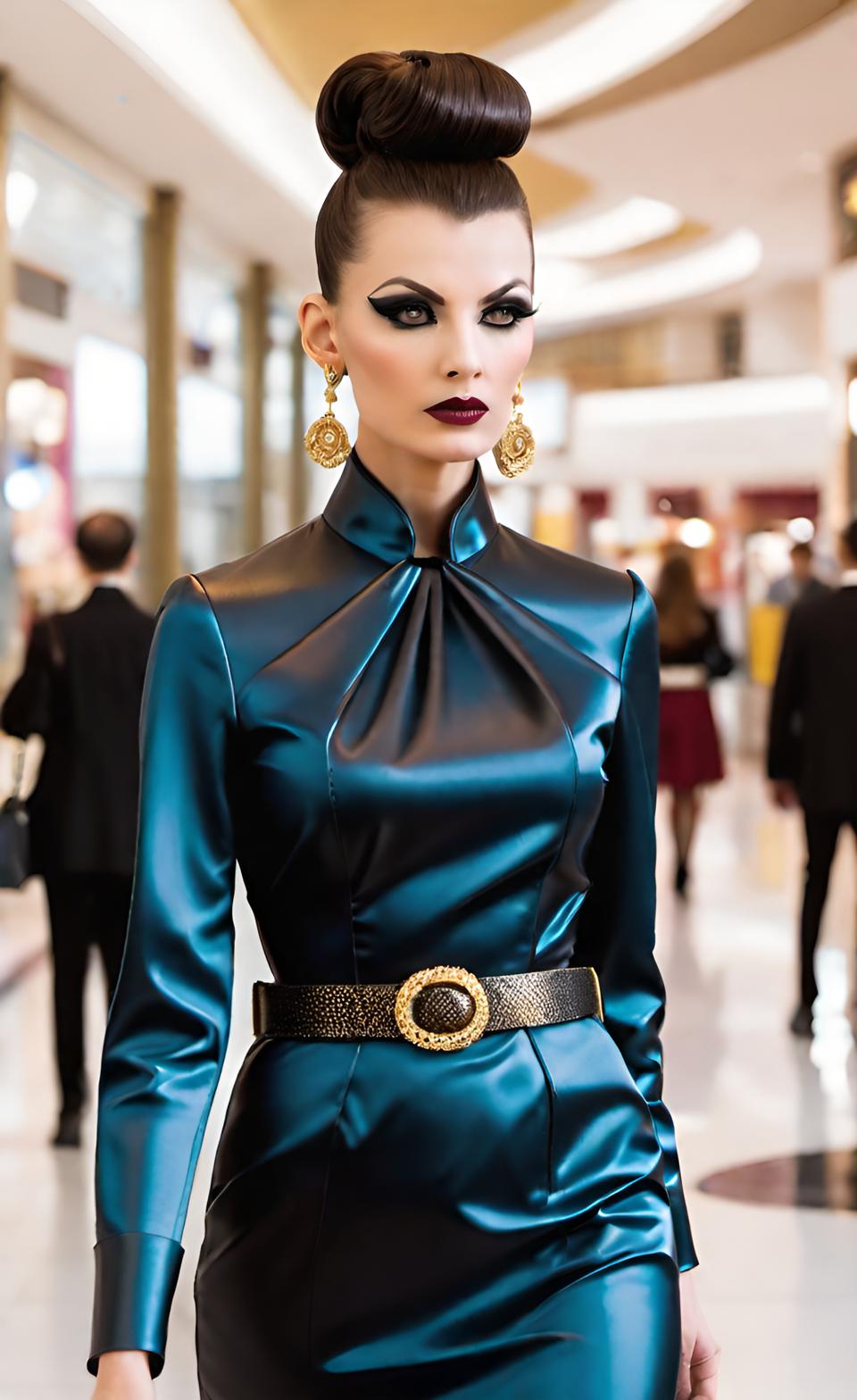 Elegant witch goes shopping