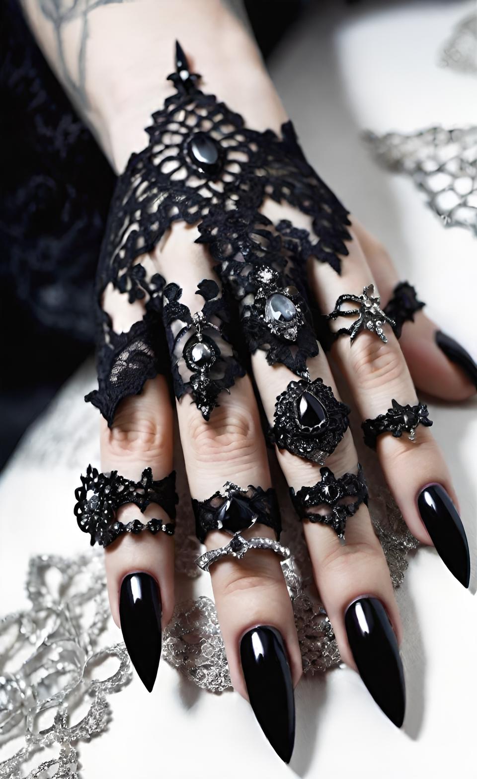 Goth bride's hands