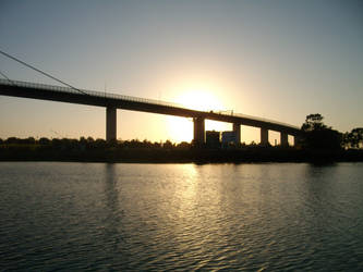 Sunrise over The Westgate Bridge, Melbourne.