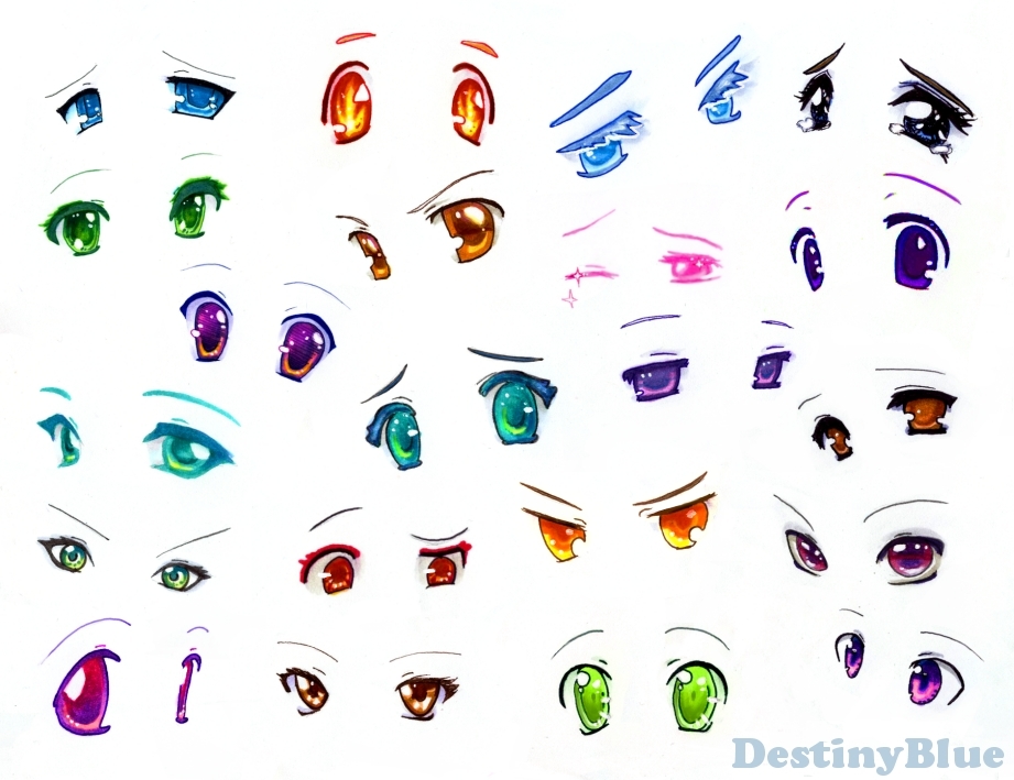 Anime Eyes - Copic Markers by DestinyBlue on DeviantArt