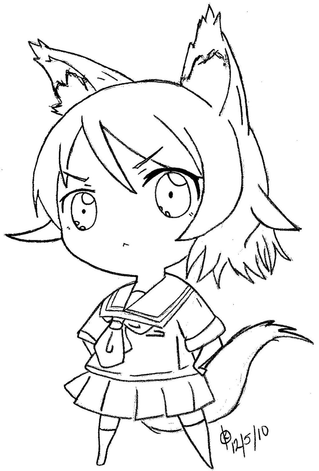 Download Chibi Tsundere Wolf :Line art: by xMoonlight-Wolfx on ...