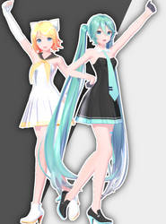 YYB White Dress Rin and Black Dress Miku