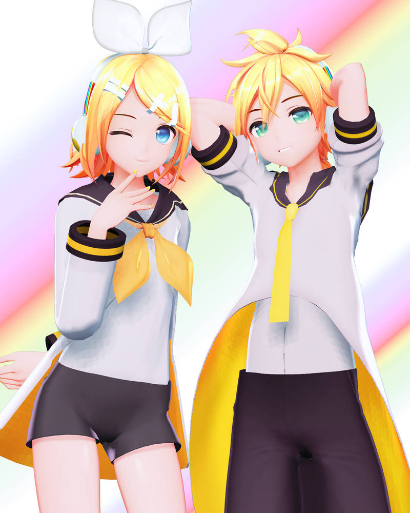 Len And Ryn YYB Styled Edit Reverse Rainbow Len and Rin by maydayfireball on DeviantArt