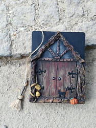 Halloween blank journal / fairy - witch door