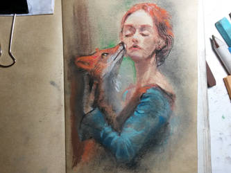 Girl with little fox study