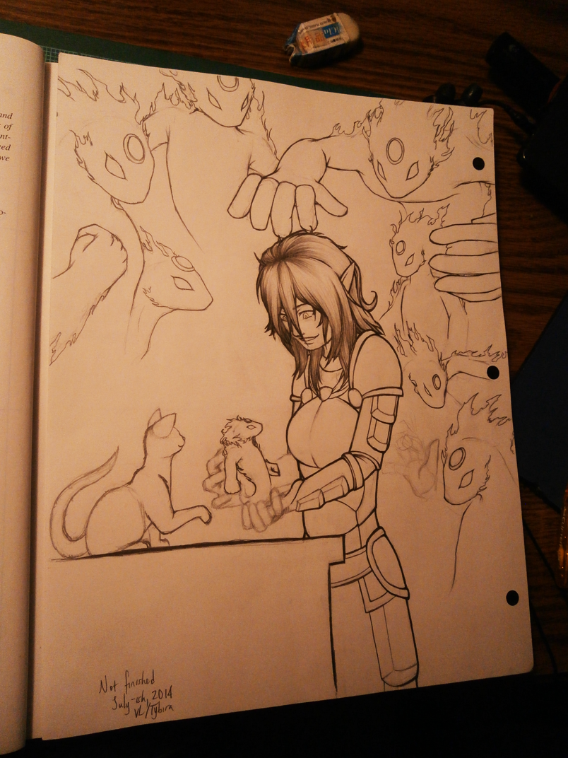 Taini with Elementals and a Cat (WIP)