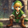 Child Link sitting outside of Clocktown