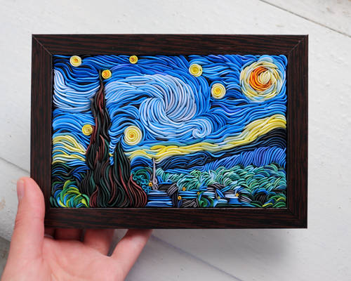Van Gogh's Starry Night made of clay