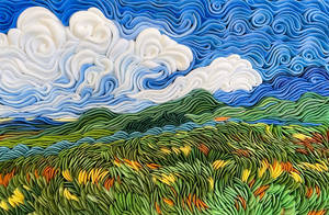 Van Gogh's field with mountains