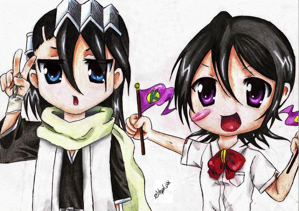 Chibi Byakuya and Rukia