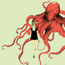 girl walking octopus