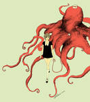 girl walking octopus