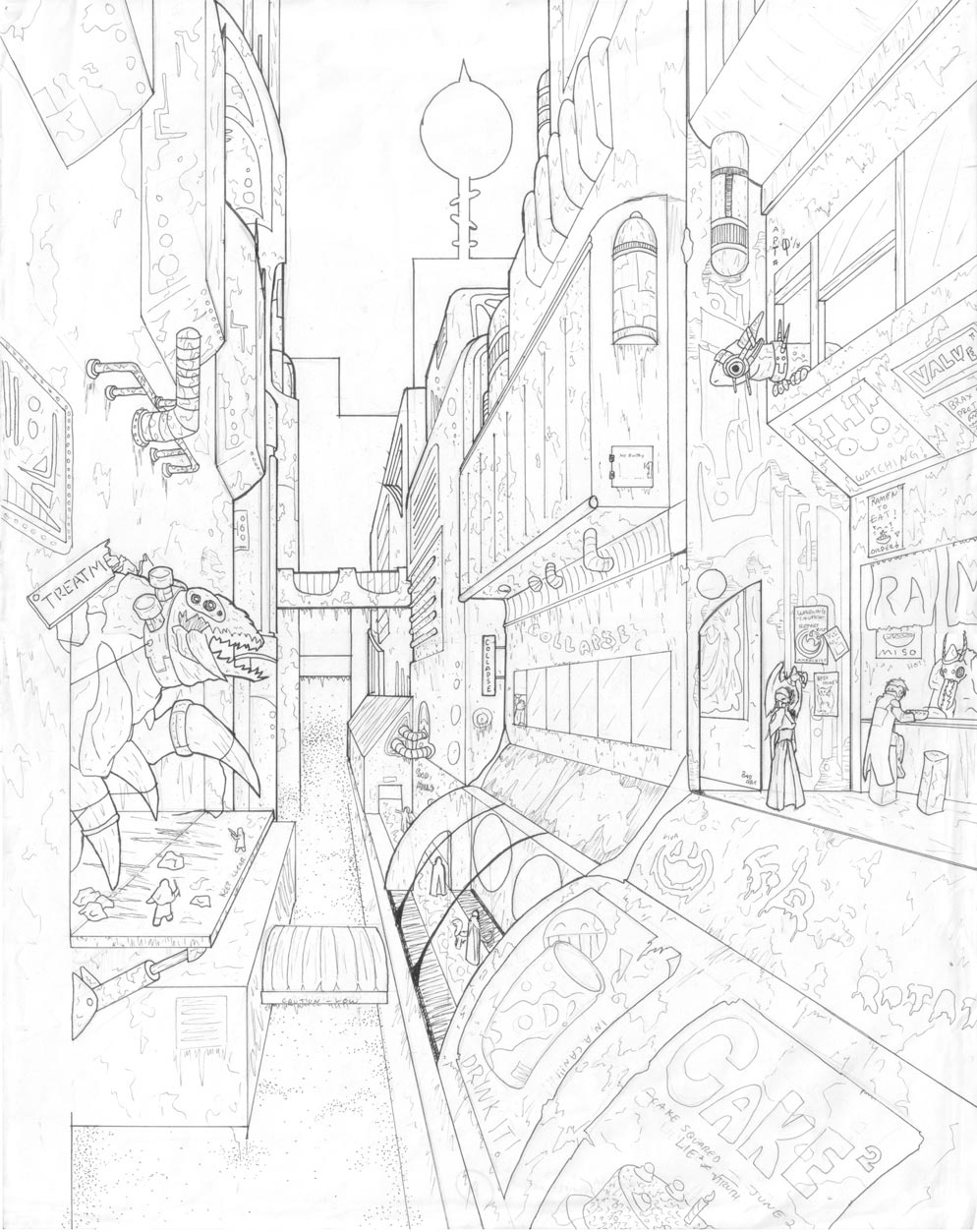 double perspective drawing ny by nilsgermain on DeviantArt