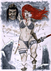 Red Sonja and lost head by Miclix0458