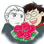 Harry and Draco with Bouquet