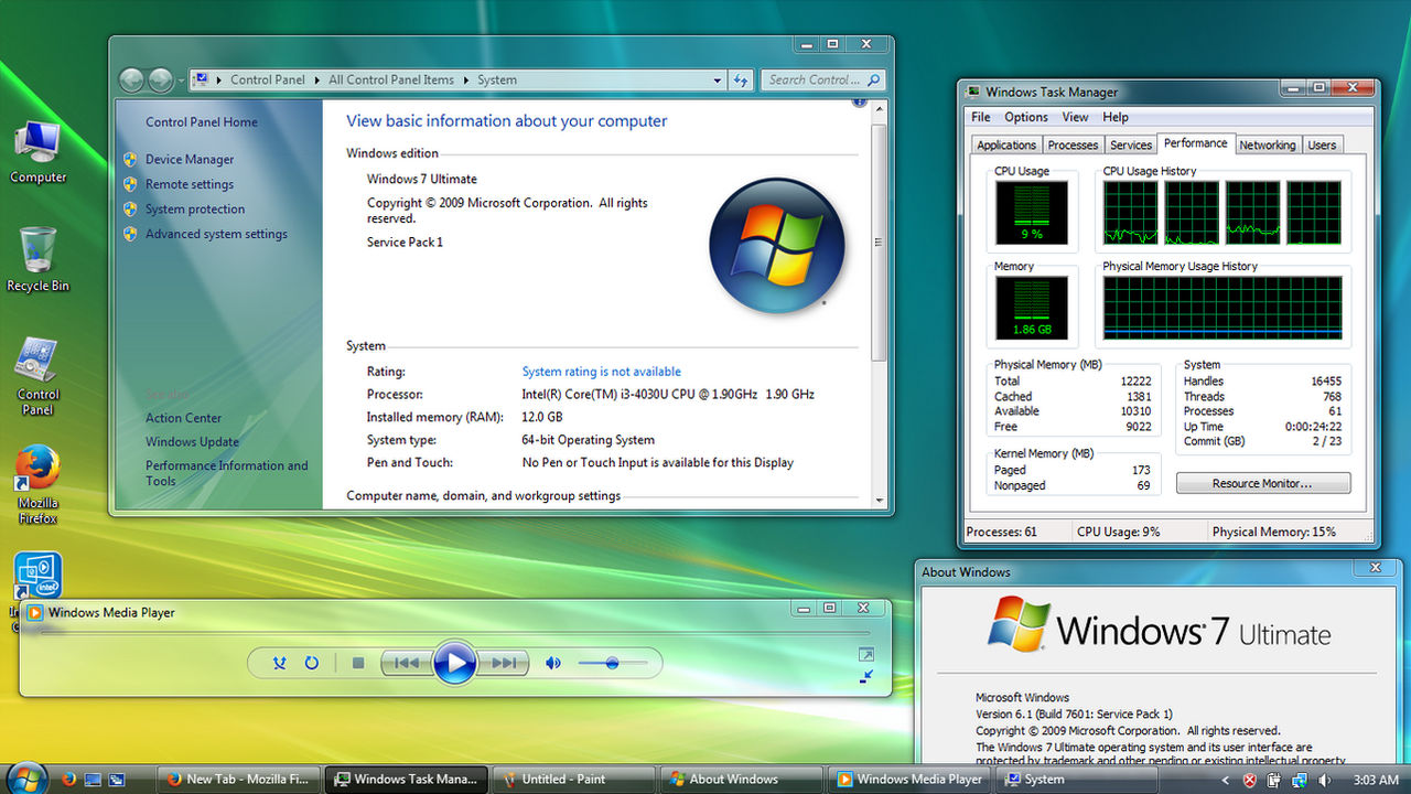 Windows Vista7 running on my new laptop