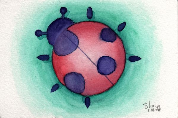 Watercolor Ladybug