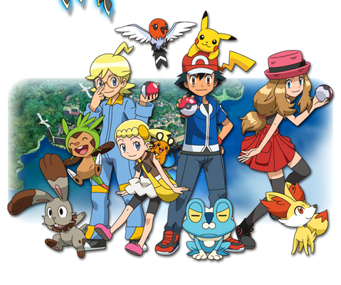 Pokemon- Ash,Clemont,Serena,Bonnie, and pokemon