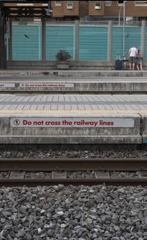 Do not cross the railway lines