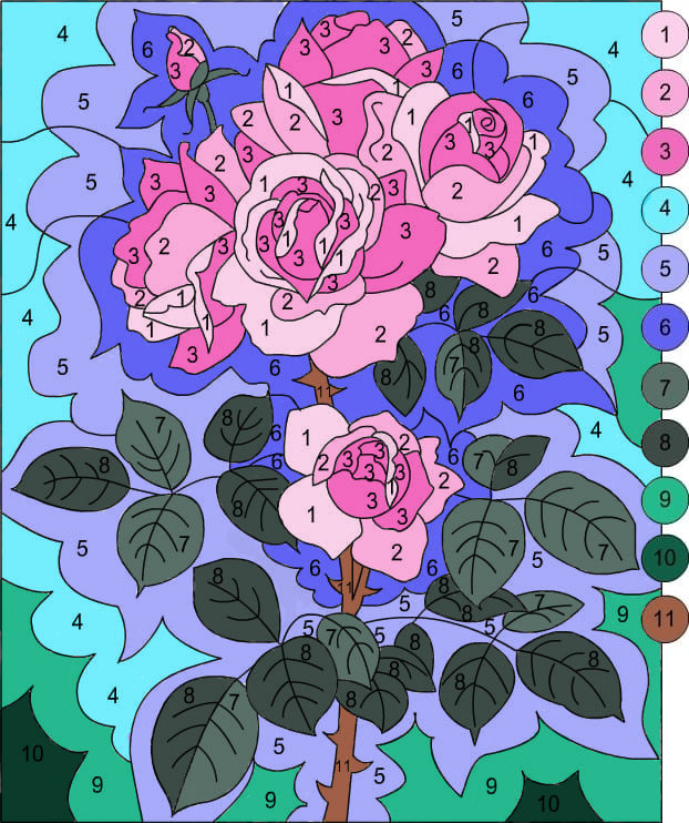 Beautiful Color By Number Flowers Design Digital Art Beautiful Color By Number Flowers Design Digital Art