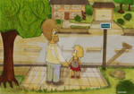 Homer And Lisa At Busstop by ChnProd22