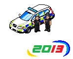 Volvo V70 police car with officers