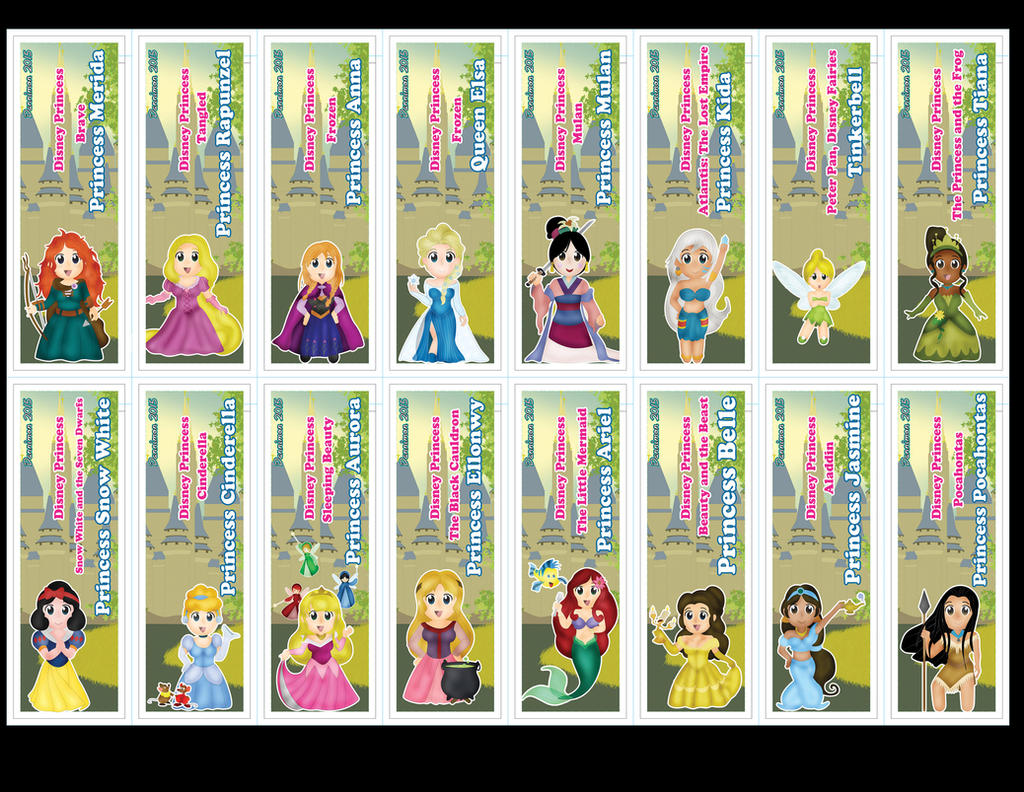 chibi disney princess bookmarks by dannimondesigns on