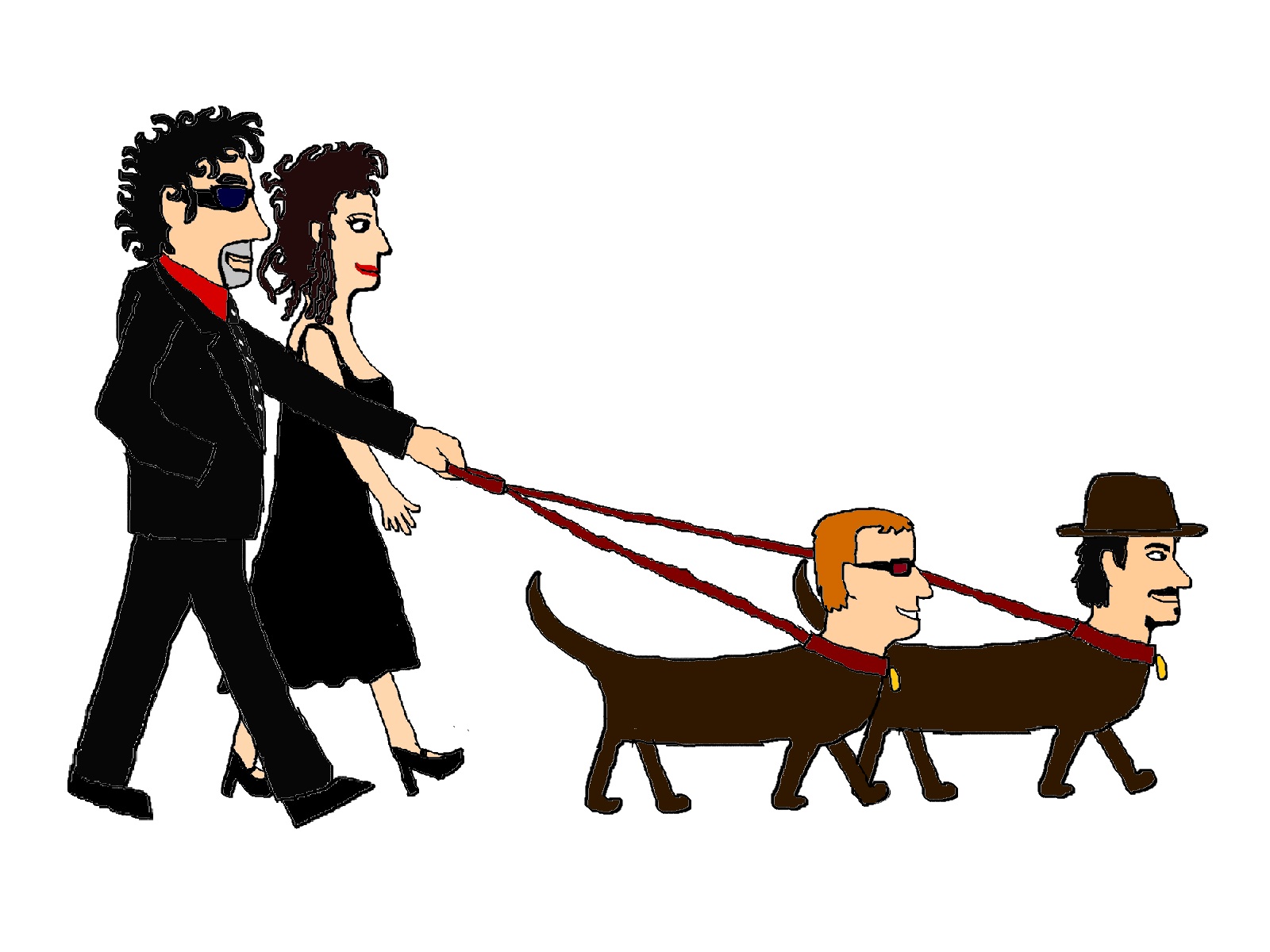 Tim and Helena walking their dogs