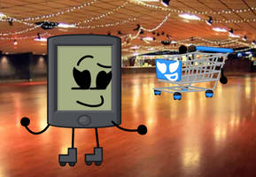 PDA and Shopping Cart as roller skaters (request)